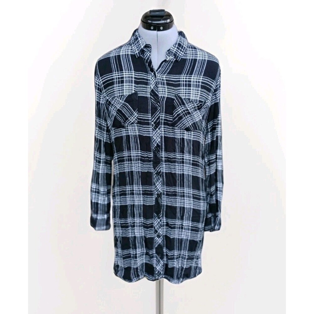 Beach Lunch Lounge | Black And White Soft Flannel Button Down Dress Size Medium